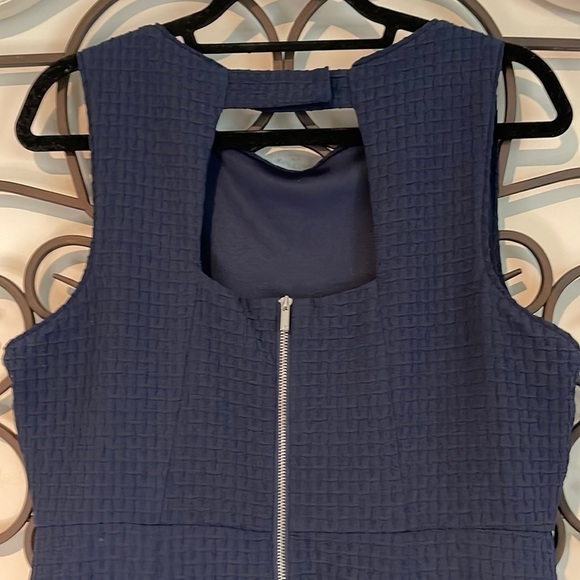 JULIA JORDAN TEXTURED OPEN BACK FIT & FLARE MIDI DRESS NAVY BLUE SIZE 12 - Picture 8 of 11